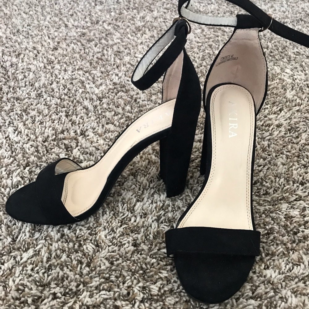 Black suede high heels